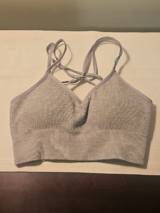SO Other - Seamless Ribbed Compression Bralette - Sports Bra Light Gray